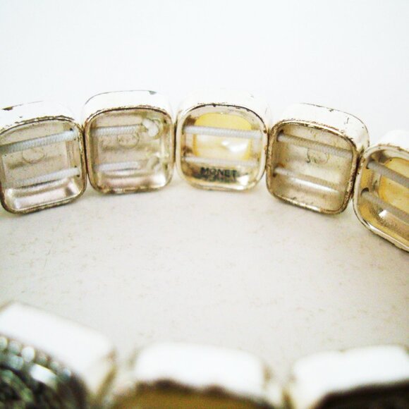 Monet Stretch Bracelet Pre-loved with mother of pearl filigree antiqued silver - Picture 5 of 10